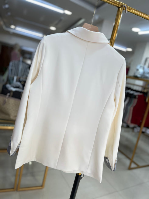 Single Breasted Folded Sleeves Blazer